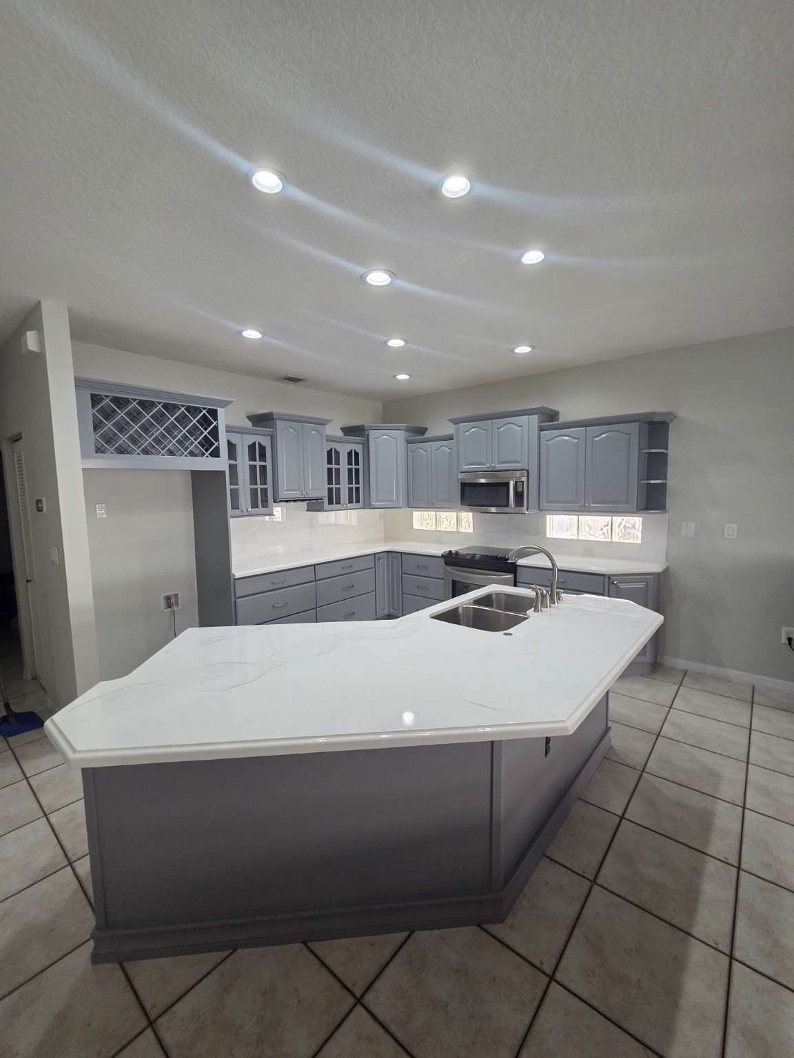 Wide view of finished epoxy kitchen island